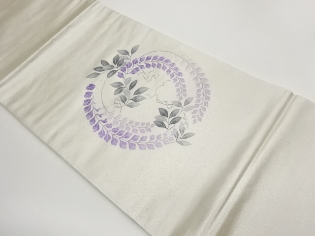 Nagoya obi with a wisteria ring pattern (framed tailoring)
